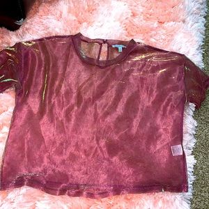 Sheer sequence purple crop top